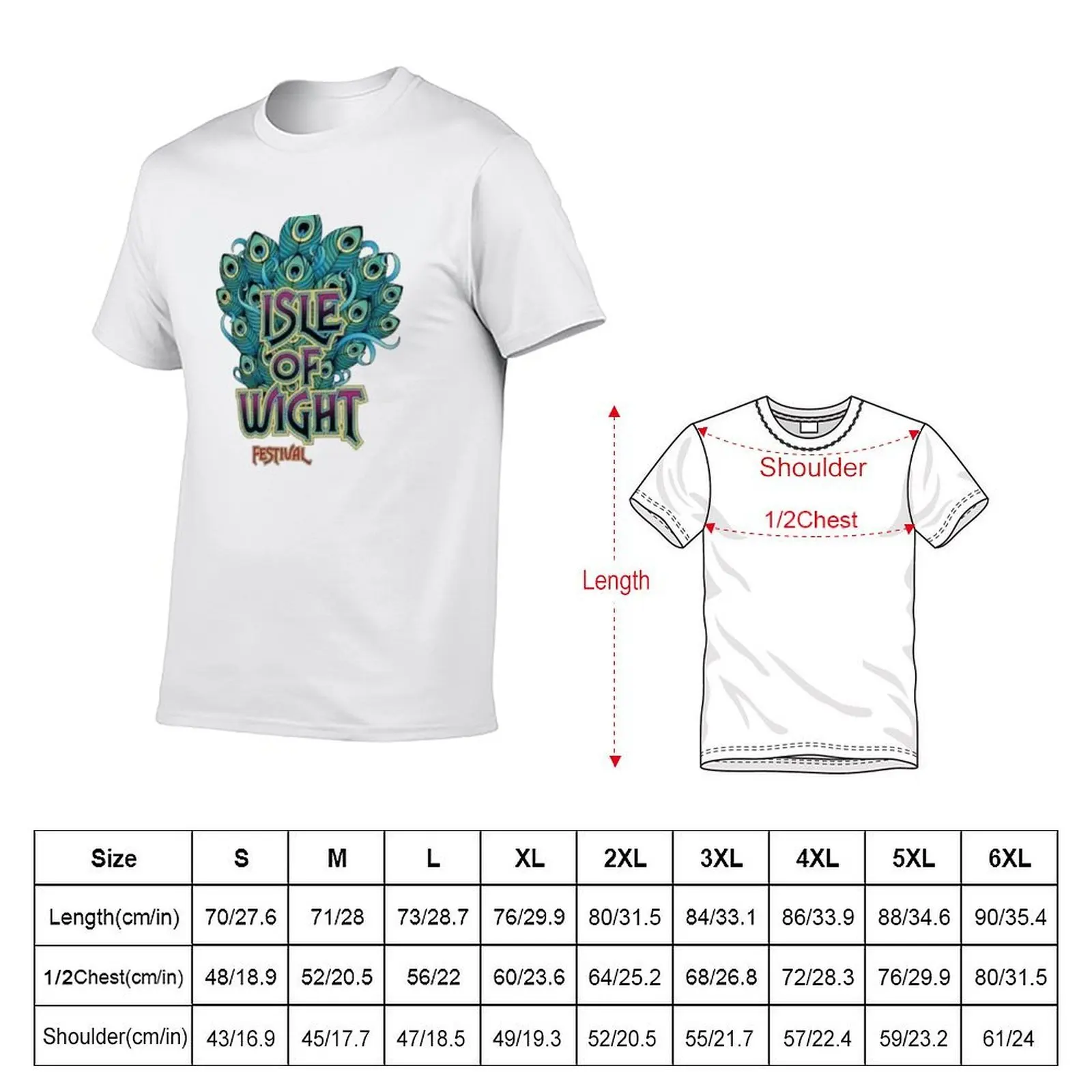 Isle of Wight Festival-peacock T-Shirt anime t shirts oversize t shirts with prints t shirts for man cotton soft T-shirt