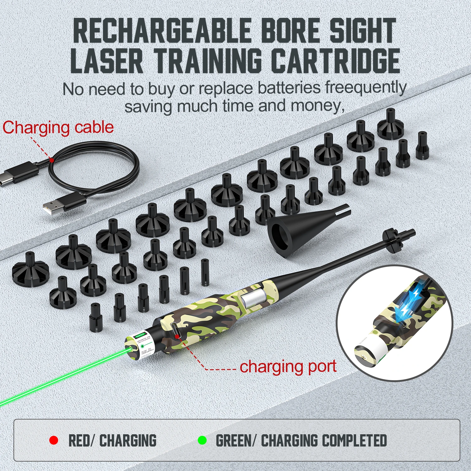 1390 Dual-Mode Laser Trainer - No Ammo Needed! Fits ALL .17-12GA Calibers for Precision Zeroing & Dry-Fire Practice.