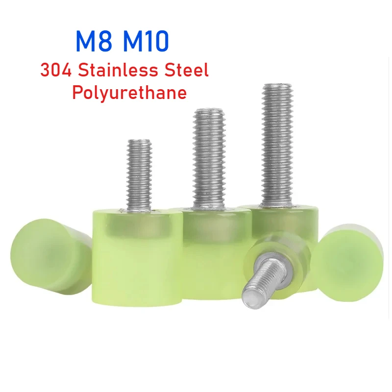 

1pcs M8 M10 304 Stainless Steel Polyurethane Coated Screw Buffer Anti-collision Cylindrical Head Rubber Head Stop Bolt