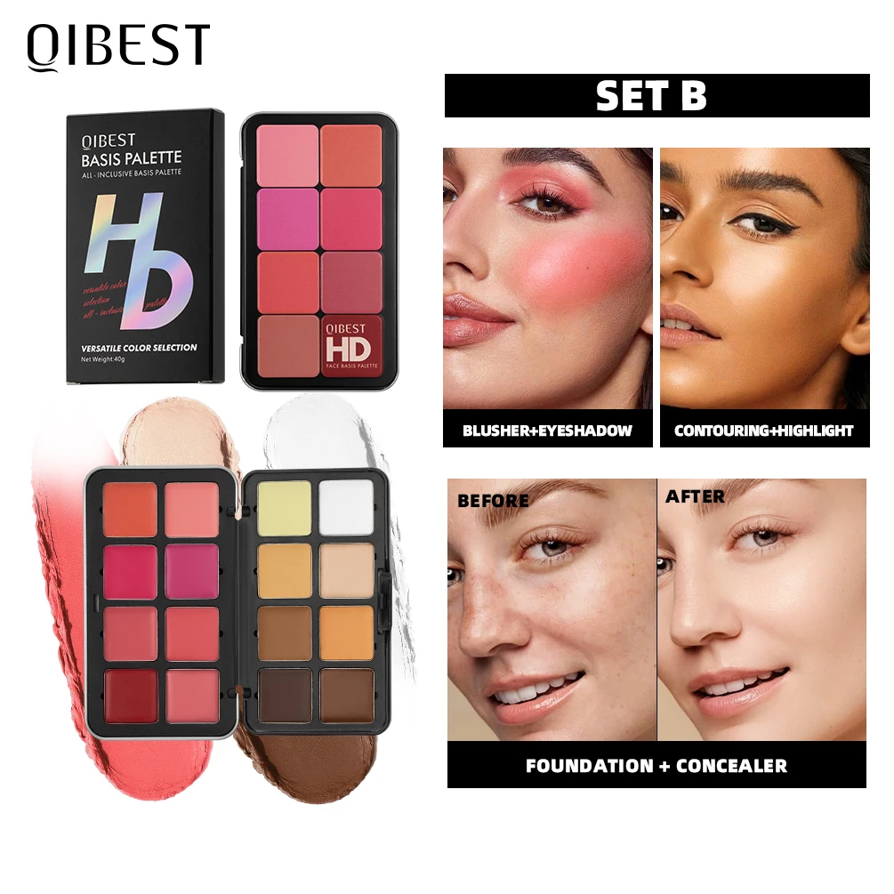 

Qibest 16-Color Concealer and Blush Palette Multi-Color Matte Cream Highlight Contour Makeup Rouge Palette Face Makeup Eyeshadow