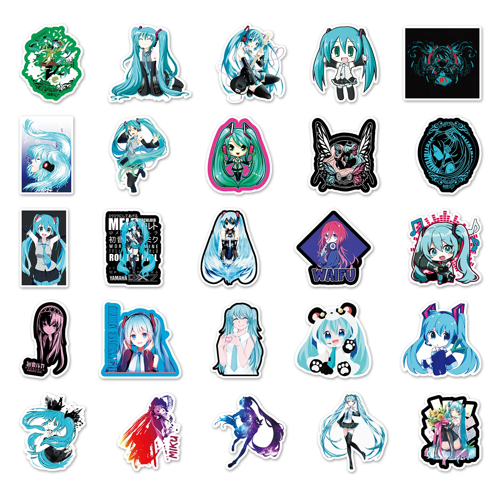 50pcs Cute Virtual Singer Hatsune Miku Cartoon Graffiti Stickers Suitcase Laptop Scooter Sticker Decoration DIY Gift Stickers