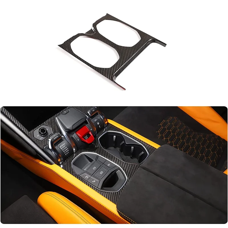 Carbon Fiber Car Central Control Water Cup Holder Panel Trim Cover Interior Accessories for URUS 2018-2021