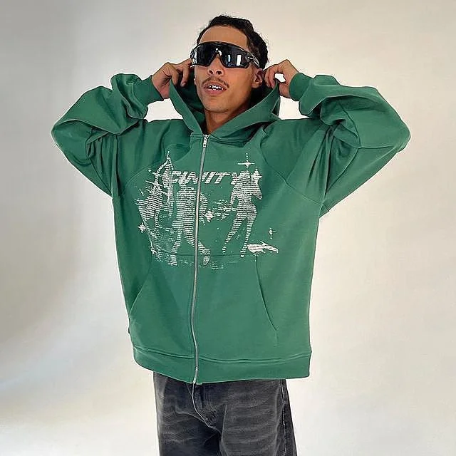 

Мужская толстовка с капюшоном на молнии в стиле Y2K Hiphop, уличная одежда в стиле Харадзюку с аниме-принтом, повседневная удобная толстовка с длинными рукавами и флисовой подкладкой