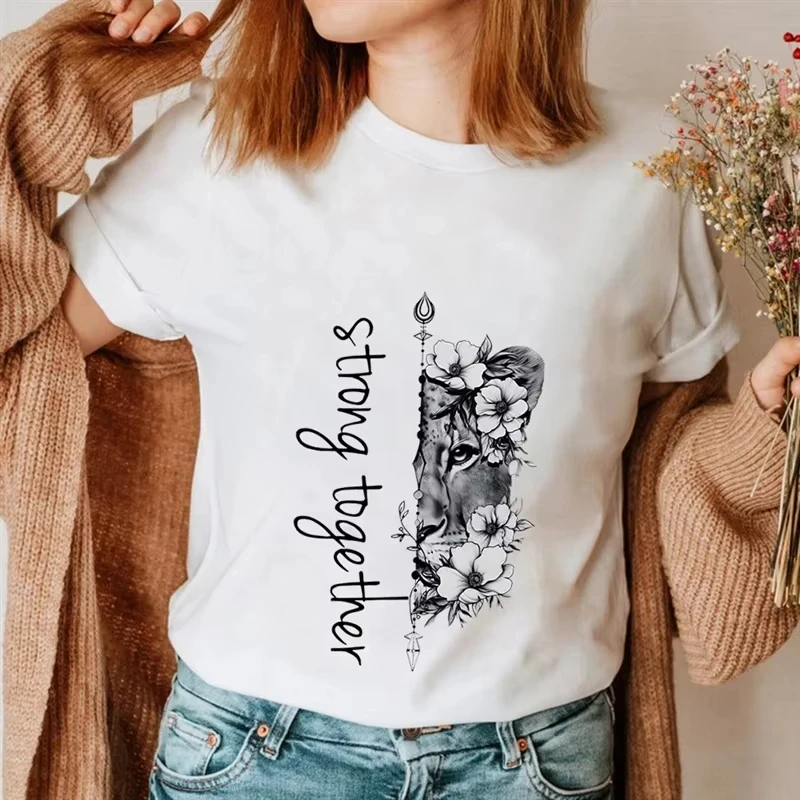 

Футболка для пар с принтом Strong Togeter, с графикой льва и леопарда, модная футболка для пар, женская и мужская футболка, забавная футболка для влюбленных, для жены и мужа