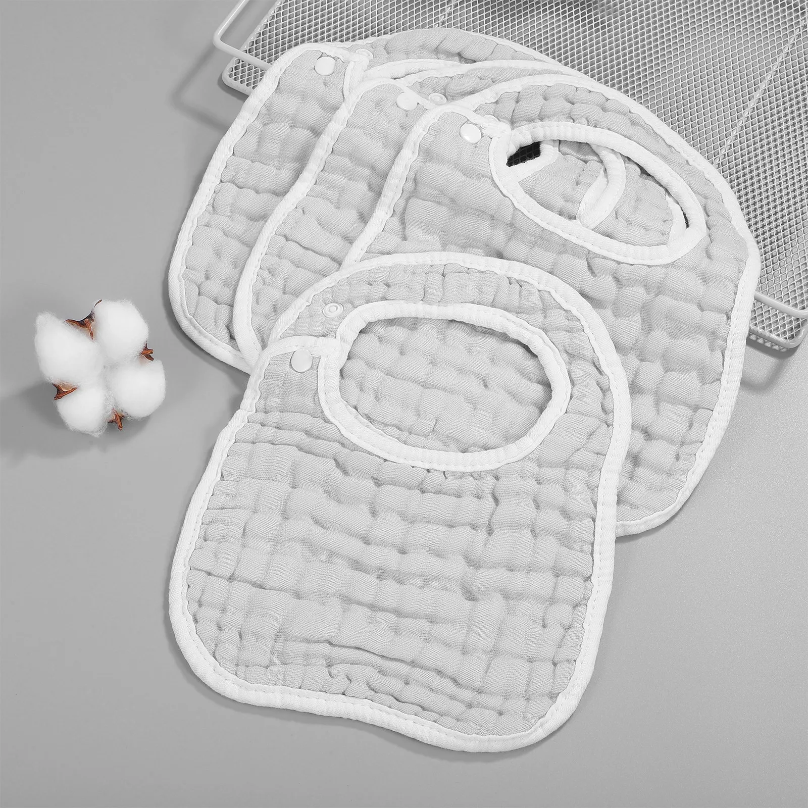 

4Pcs Cotton Muslin Baby Drool Bibs Soft Absorbent Adjustable Button Closure Newborn Infant Feeding Burp Cloth Bandana Bibs