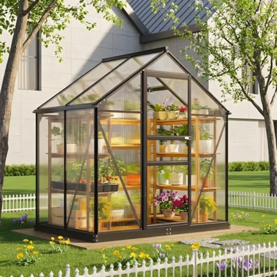 6x4FT Greenhouse Heavy Duty Polycarbonate Greenhouse for Outdoor