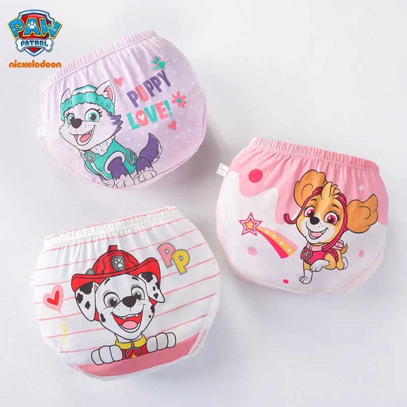 3PCS Genuine Paw Patrol Skye Everest Girls Cotton Underwear Children triangle Panties Baby Short Panties Underpants Briefs