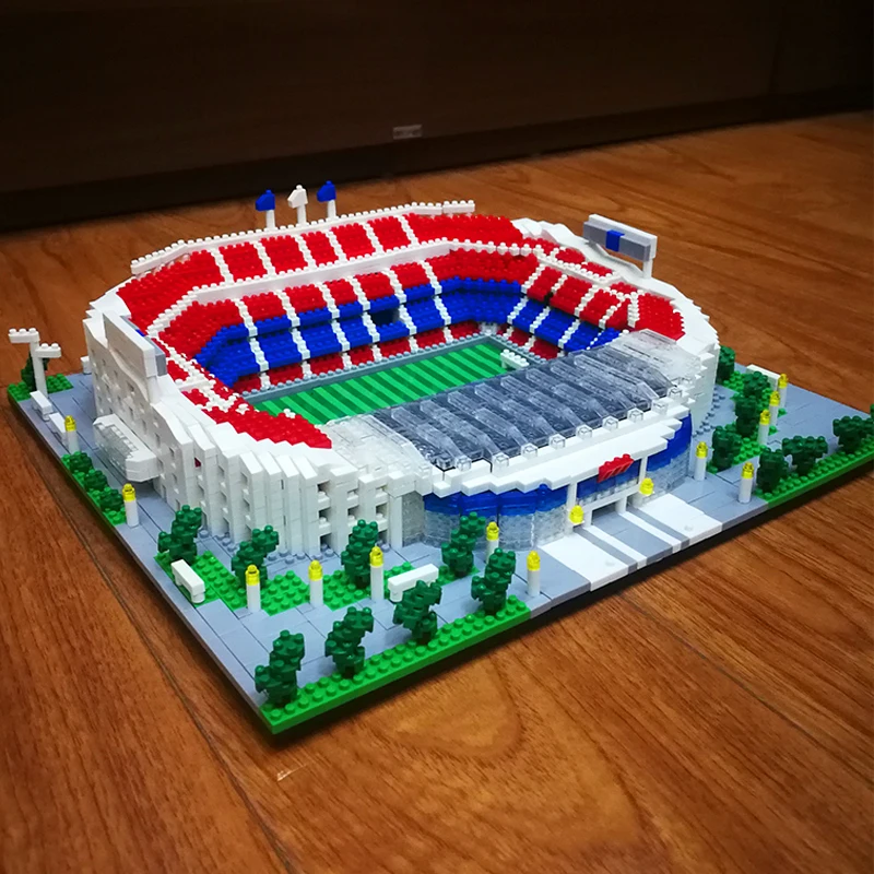 Sport Camp Nou Stadium Soccer Field Model World  Architecture Football Mini Diamond Blocks Bricks Building Toy No Box