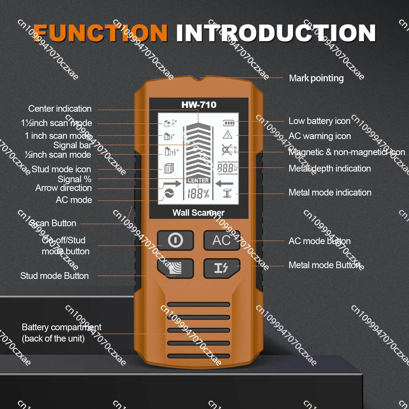 HW-710-H New 7-in-1 Wall Stud Detector Scanner Wall Metal Wire Stud Detector