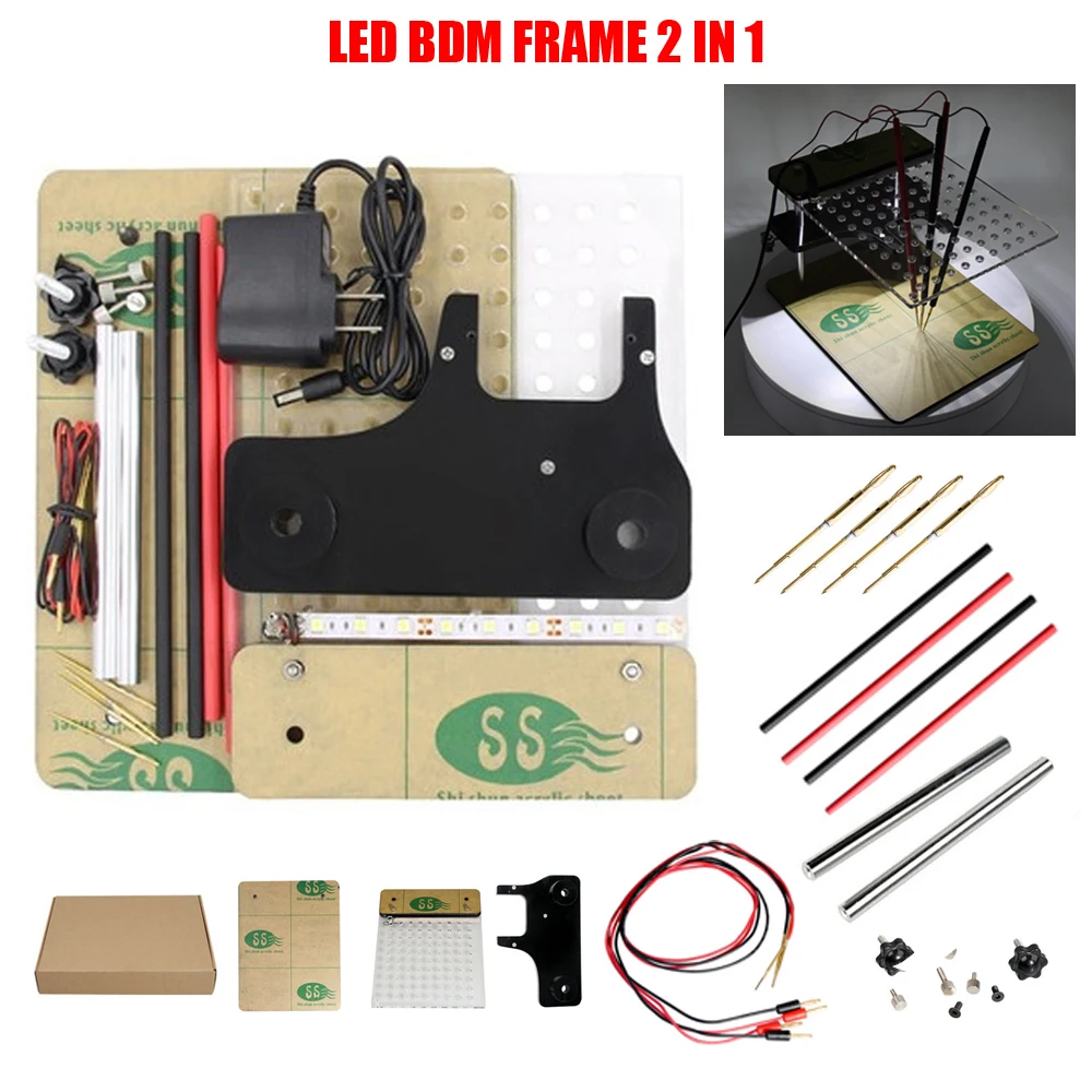 OBD2 ECU Programmer Chip Tuning Tools LED BDM Frame For KESS KTAG FGT-ECH BDM Probe ECU Board Bracket Car ECU Brush Test Stand