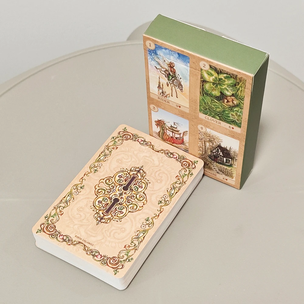 Impresso em cartolina dupla em relevo 350GSM 9*6cm Conto de fadas Lenormand Deck 38 peças de cartões Lenormand