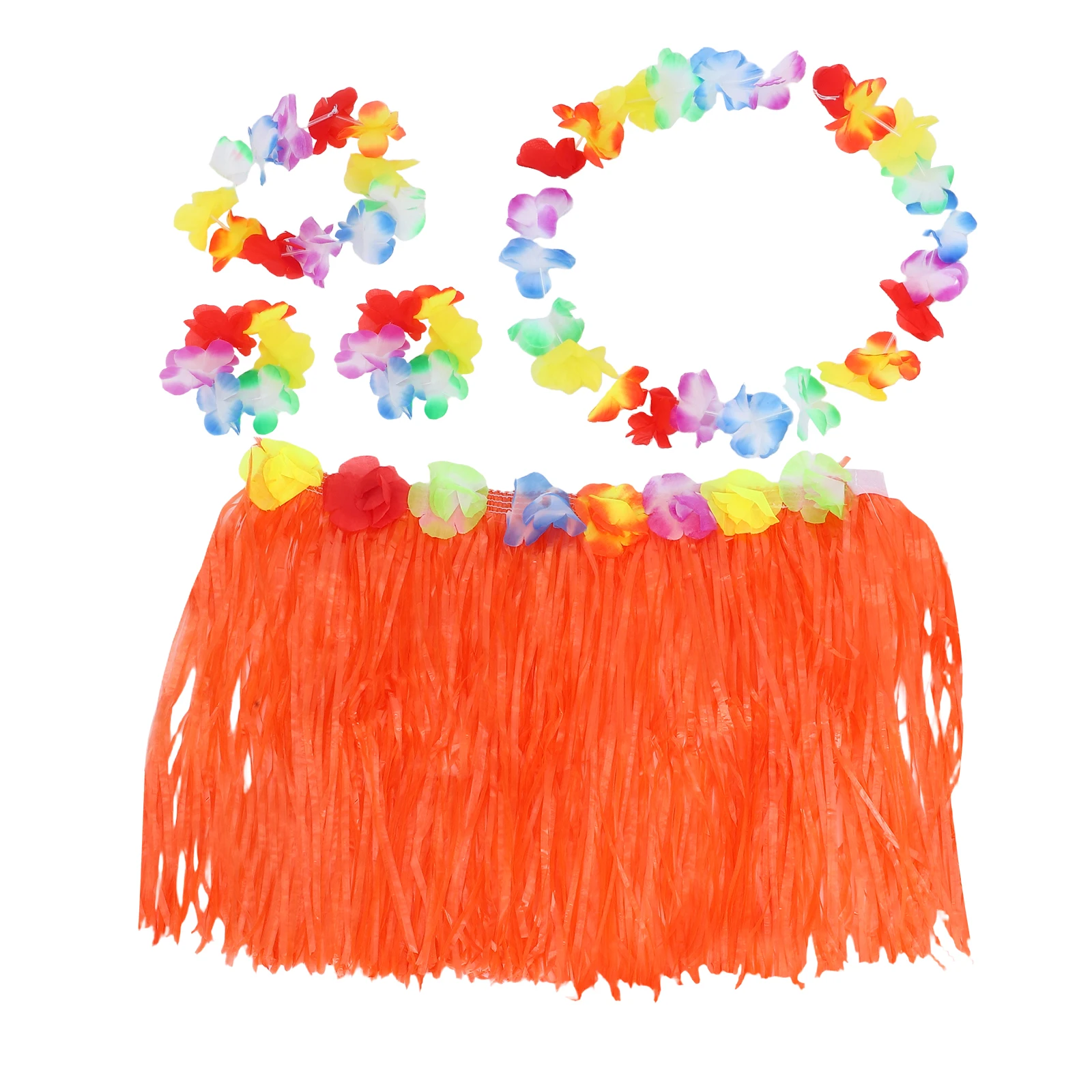 

Hawaiian Skirt Set Colorful Party Costume Accessories Garland Bracelets Headdress For s Tropical Luau Costume Set
