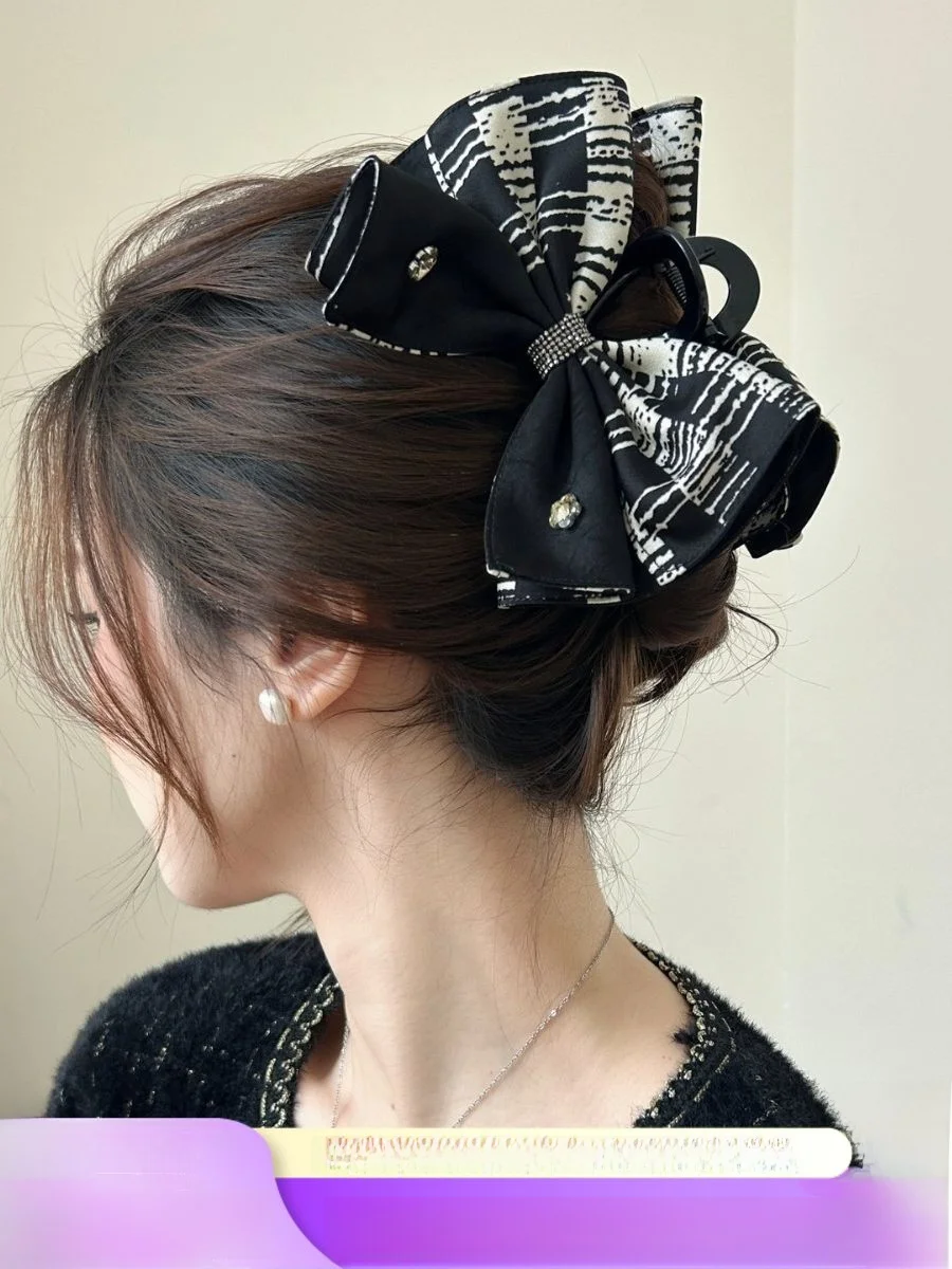 

Классическая черно-белая заколка для волос в клетку, женская заколка для укладки волос, модная заколка для пучка, ручная вышивка