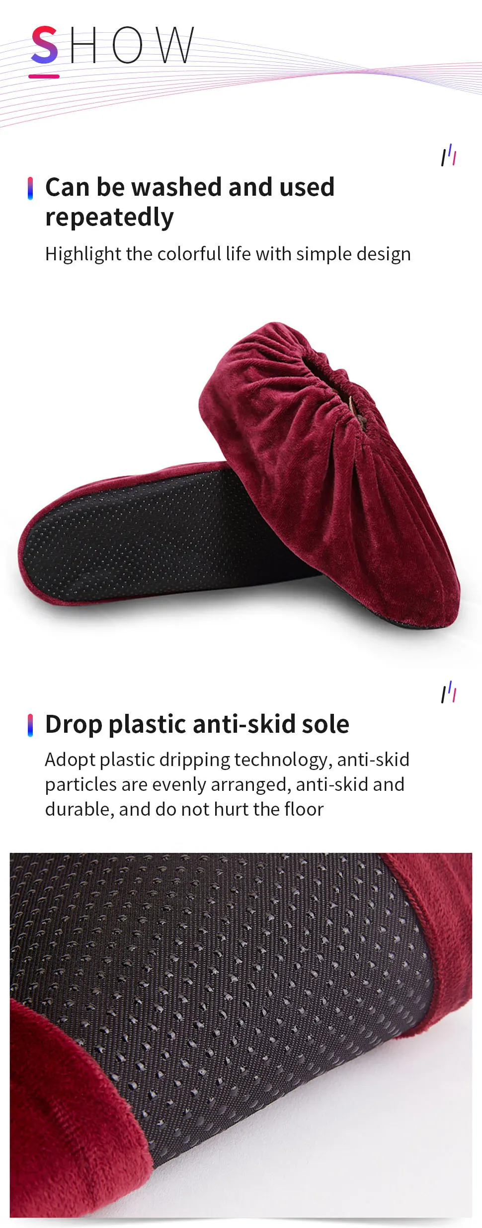 1 paar Haushalt Flanell Schuh Abdeckungen Dicke Wiederverwendbare Nicht-slip Überschuhe Indoor Halten Boden Teppich Reinigung Schuhe Hausschuhe Schutz – Detail 4