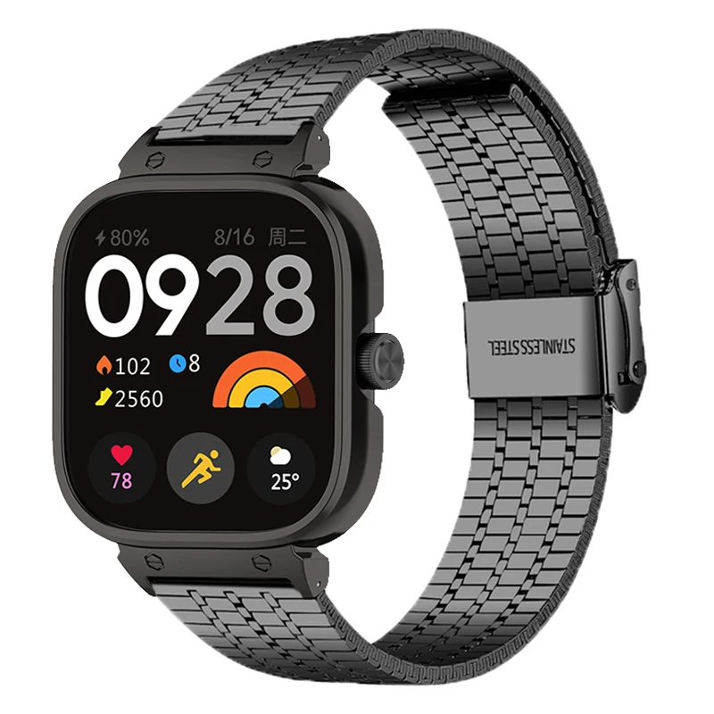 For Xiaomi Redmi Watch 4 Smart Watch Metal Strap Case Protector For Redmi Watch4 Bracelet Watchband Stainless Steel Cover Frame