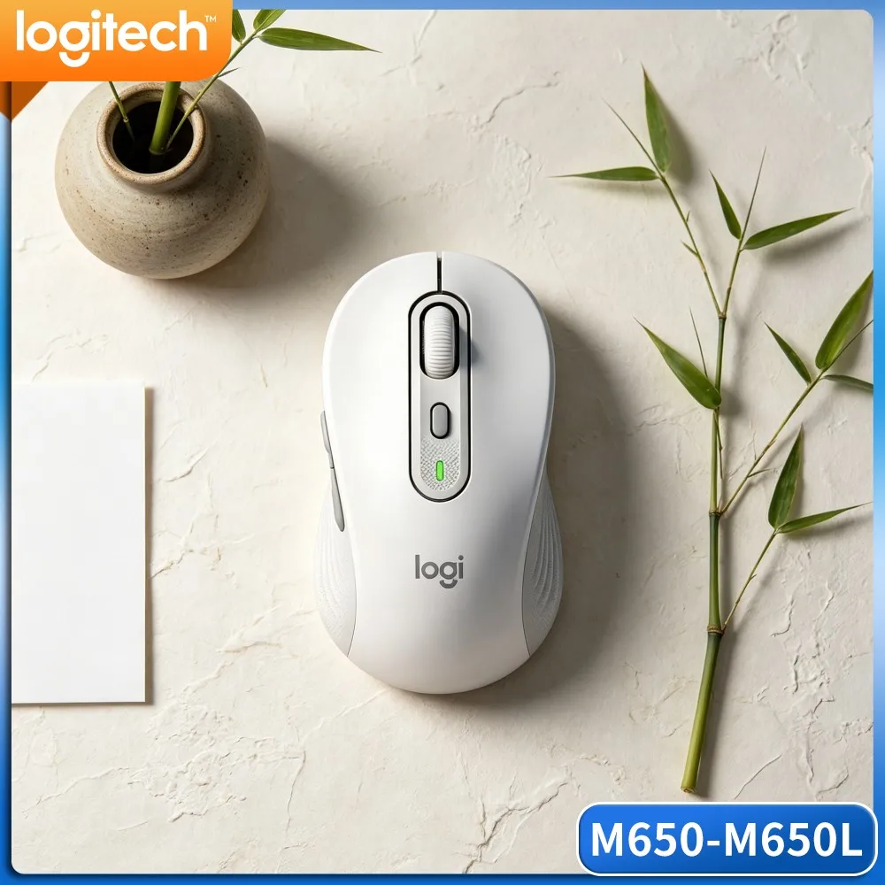 Logitech M650 Ergonomic Wireless Mouse Custom Function Buttons Smart Adaptive Scroll Thumb Rest Cushion Professional Workspace