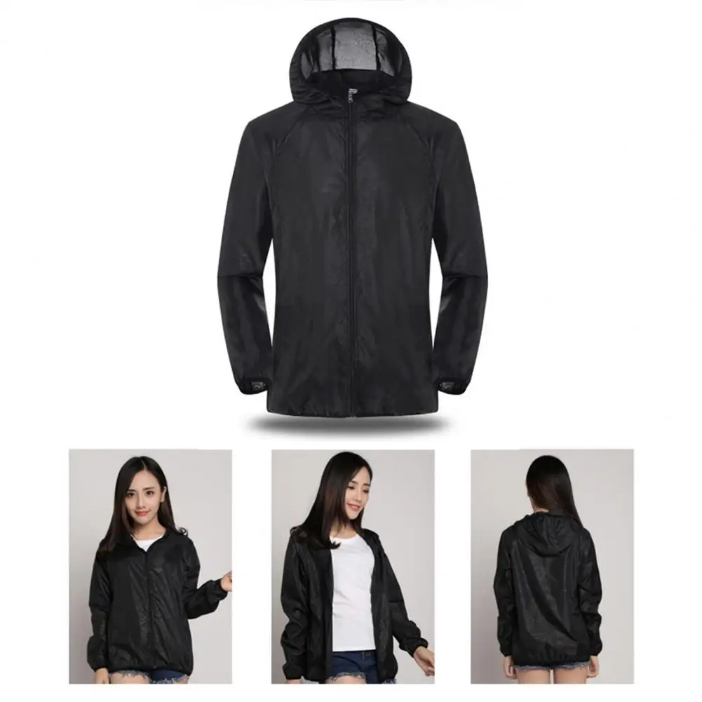 Stylish Windbreaker Jacket  Zipper Placket Wear Resistant Couples Jacket  Unisex Anti-UV Quick Drying Outdoor Jacket