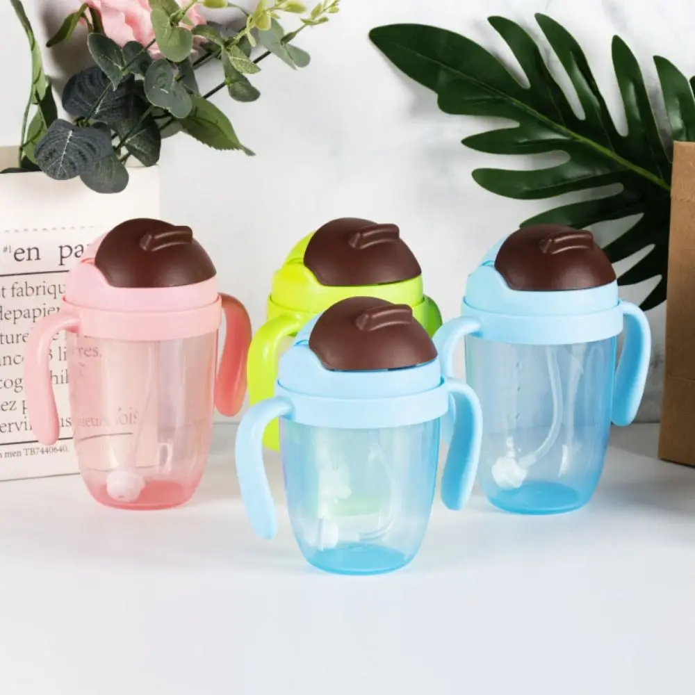 300ML Children Learning Cup Flip Lid with Double Handle Infants Water Bottle Kettle Milk Tea Cup Wide Caliber Kids Sippy Cups