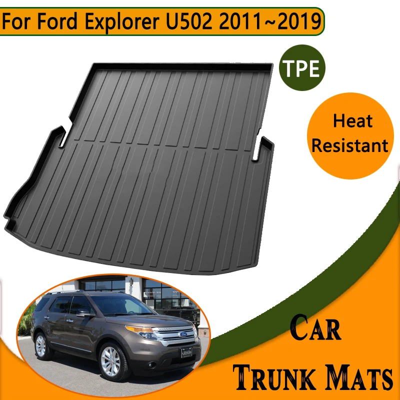 Car Trunk Floor Mat for Ford Explorer Accessories 2011~2019 Classic U502 Easy Clean Waterproof Carpet Anti-dirty TPE Storage Pad