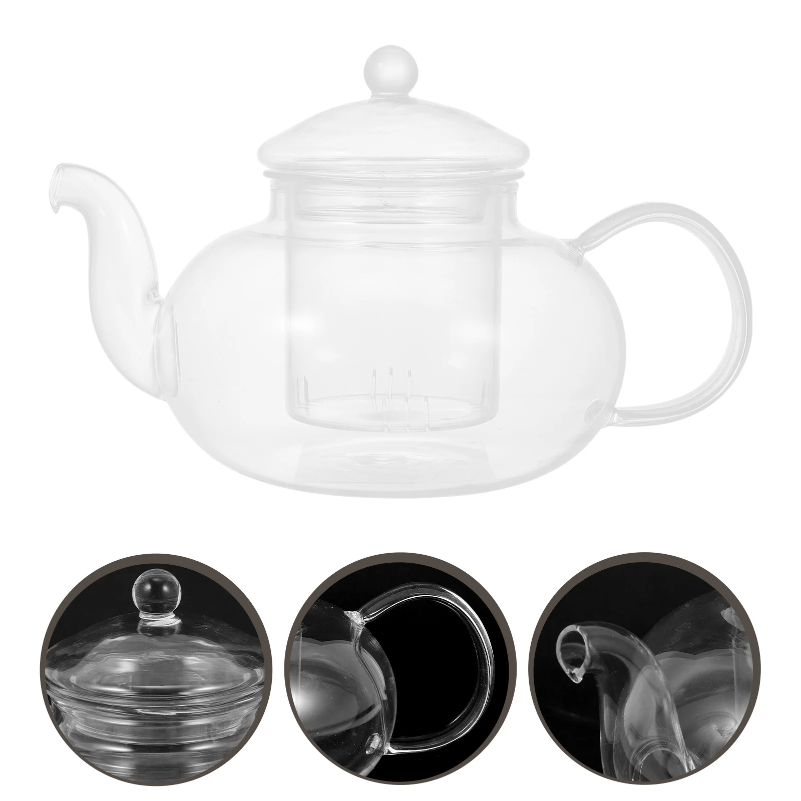 

Exquisite Glass Tea Pot Heatresistant Infuser Transparent for Home Office Kung Fu Tea Coffee Herbal Medicine