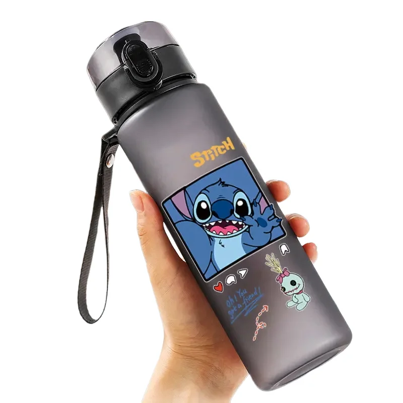 Disney Stitch 560ML Water Cup Portable Large Capacity Student Plastic Drink Bottles Outdoor Cycling Fitness Sport Water Cup Gift