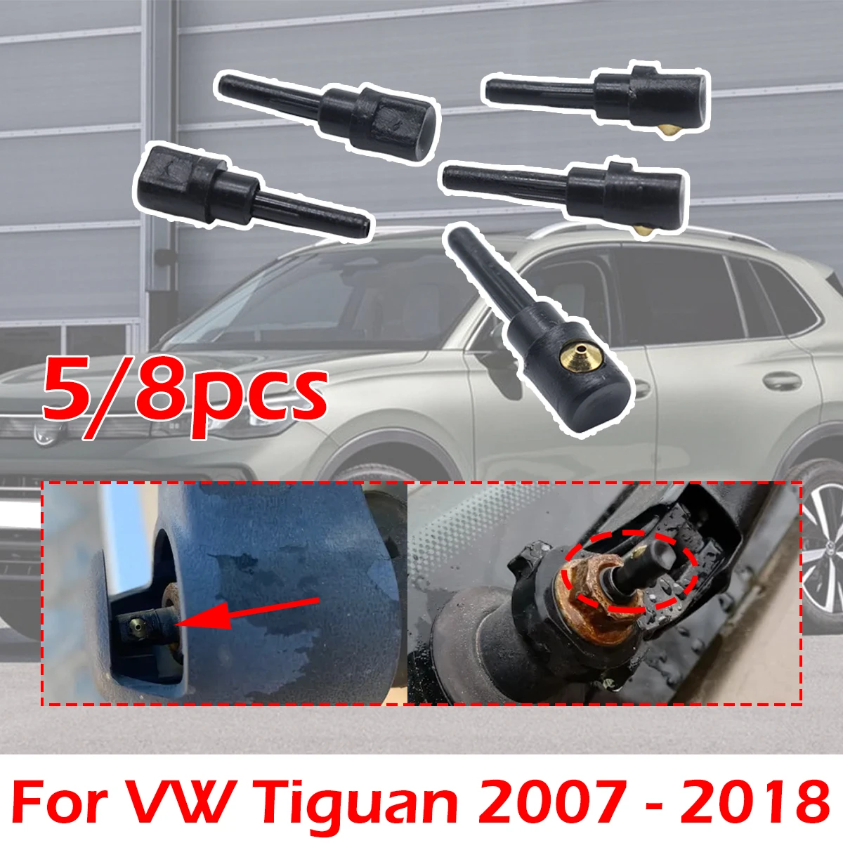 

5/8PC Rear Wiper Washer Jet Nozzle Windscreen Window Spray Cover Cap Rocker For VW Tiguan 2007 2008 2009 2010- 2018 3B9955985A