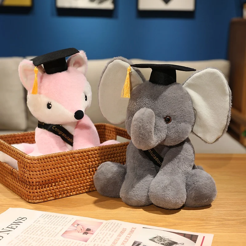 28 cm schattig Dr. Olifant knuffel gevuld zacht Kawaii Fox dier poppen afstudeercadeaus voor kinderen kinderen meisjes hoge kwaliteit
