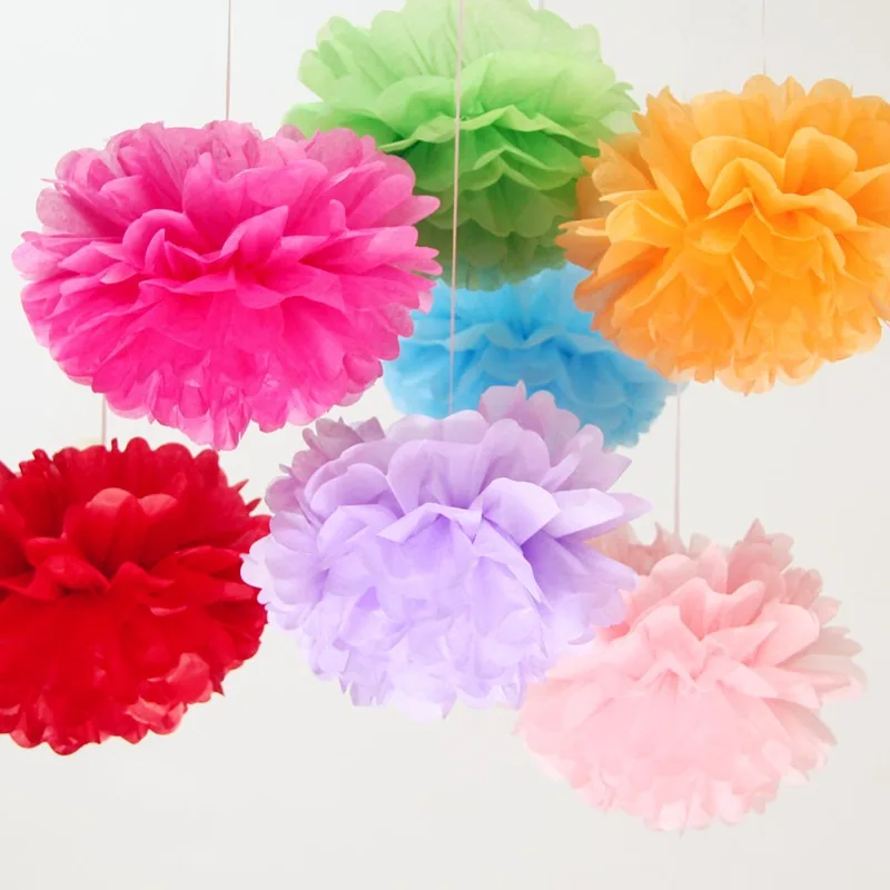 New 10pcs/set 8Inch (20cm)  Blue Wedding Decorations Tissue Paper Pom Poms Balls Mint Green Flowers Paper Flowers Wedding