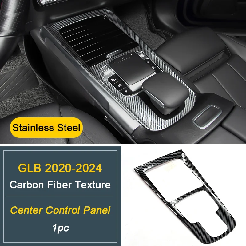 Stainless Steel Interior Accessories For Mercedes Benz GLB200 X247 glb250,Center Control Panel Armrest Cup Holder Air Vent Frame