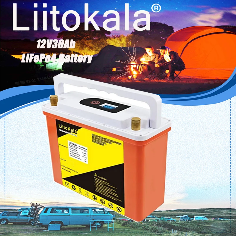 LiitoKala children's scooter boat motor 12.8V 30Ah LCD LifePO41V rechargeable battery