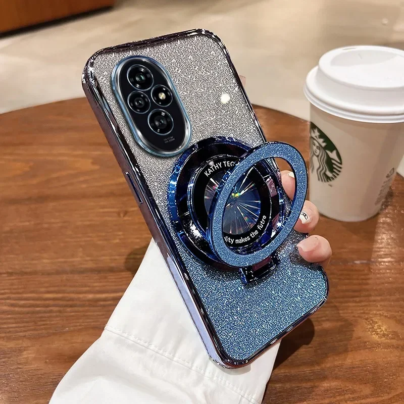 Роскошный блестящий чехол с кронштейном для Honor X9 X9A X8 X8A X8B X7 X7A 200 200Lite 90 70Lite 9X Y9S Y7A Y7 Y9 Чехол-держатель