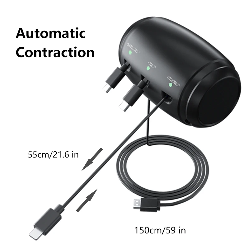 New Car Taxi Headrest Backseat Retractable Cord 3 in 1 Power Charging Station Car Charger Type C Micro USB for phone tablet