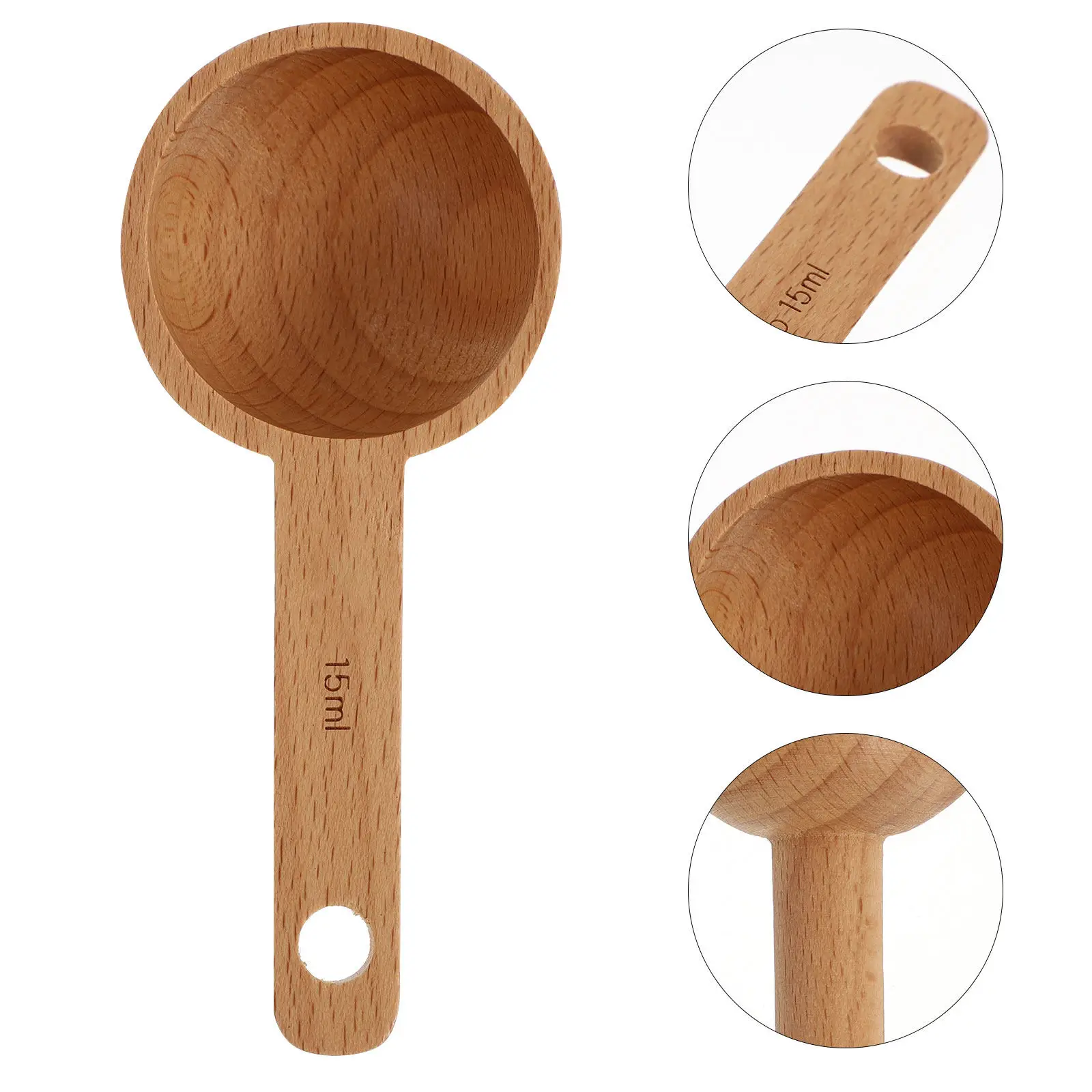 1Pcs Natural Walnut Wood Measuring Scoop for Coffee Beans Ground Coffee Milk Powder Sugar Simple Sturdy Kitchen Measuring Tool
