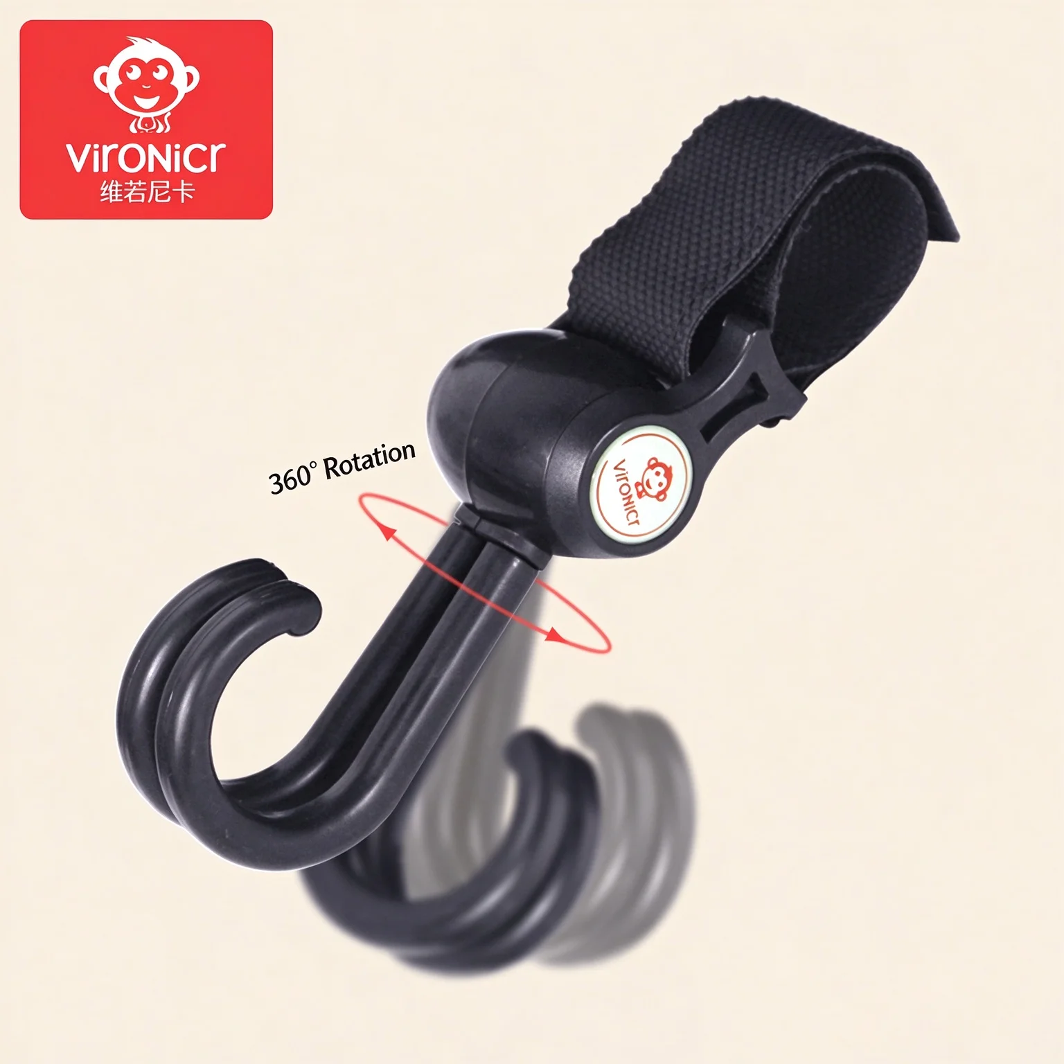 Double Hook Load-bearing Sturdy and Durable 360 Degree Rotating Adjustable Hook and Loop Fasteners Baby Stroller Accessories