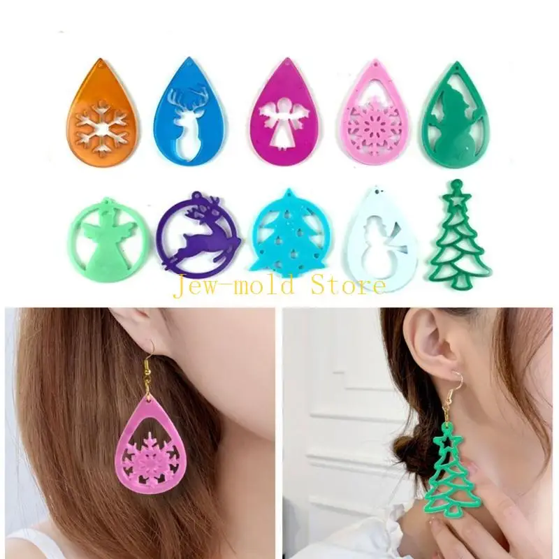 C71B عيد الميلاد قلادة أقراط قالب الراتنج قالب قالب الجمال الصغيرة DIY بها بنفسك الحرفية #3