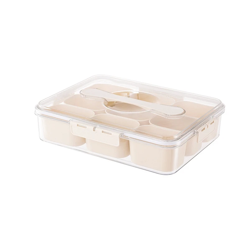 

【Best Selling】9 Compartments Divided Serving Tray With Lid Portable Snack Box Kitchen Seasoning Food Container For Candy, Anise
