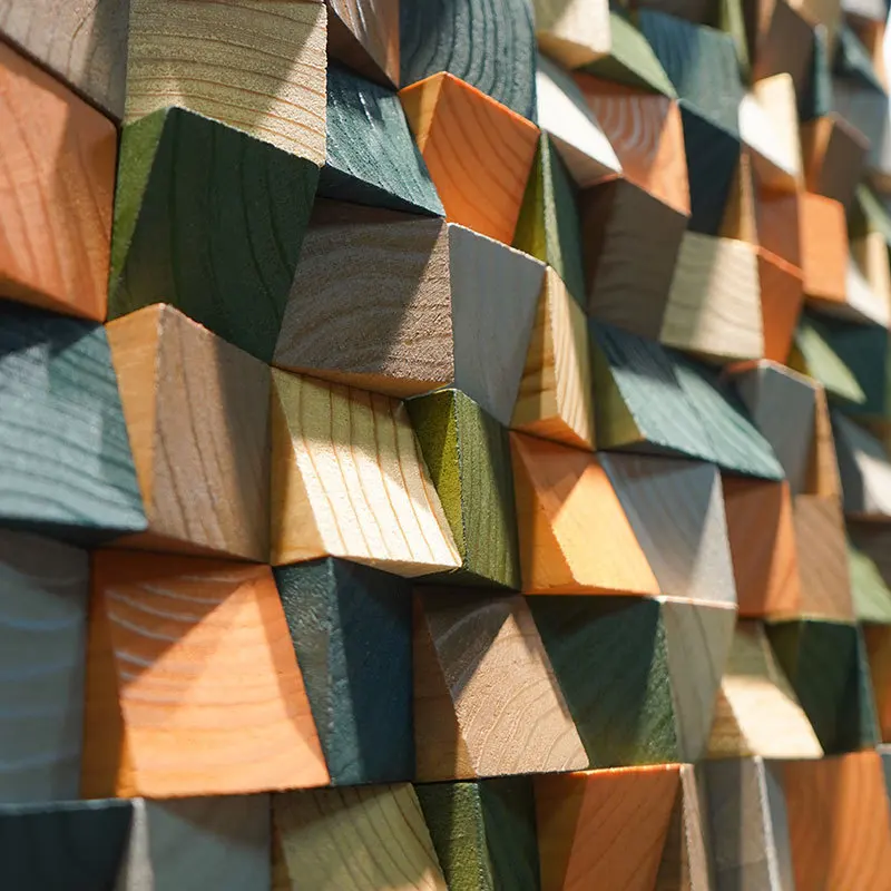 Wooden Acoustic Diffuser Panel, 3D Geometric Sound Diffuser for Home Theater, Adhesive Wall Wallpaper Sticker