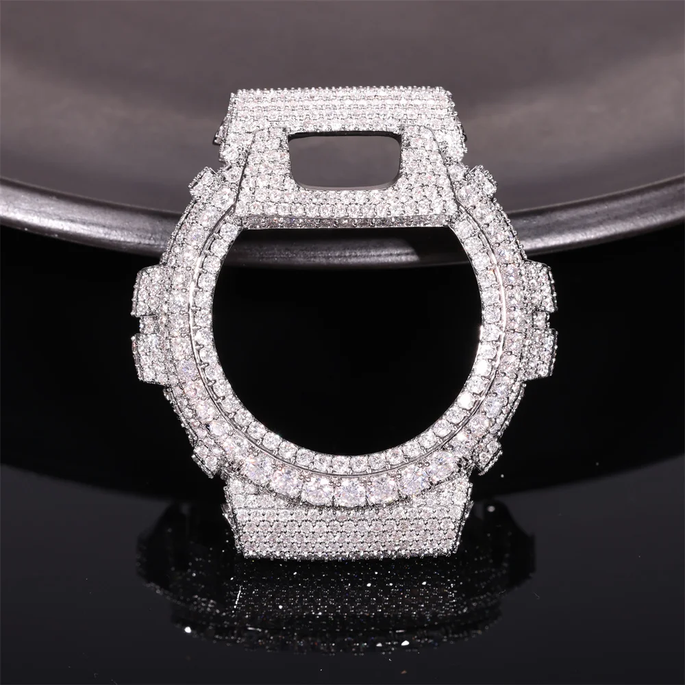 Anztilam VVS Moissanite Watch Case For CAS** DW6900 Bling Brass Can Pass Diamonds Tester With GRA Wrist Diamonds Case Free Ship