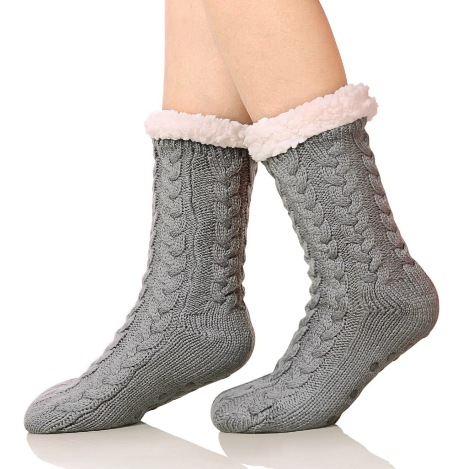 

TANABATA Fleece Lined Fuzzy Socks Non Slip Silicone at the Bottom Winter Warm Fluffy Grip Socks Slippers Home Clothes 2023