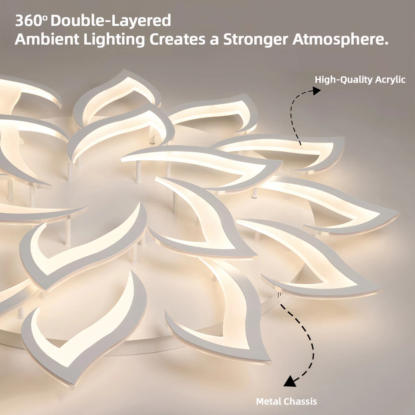 زهرة الثريا أضواء السقف الشمال الفاخرة التحكم عن بعد يعتم مصباح السقف عناصر ديكور المنزل لغرفة النوم غرفة الطعام #5