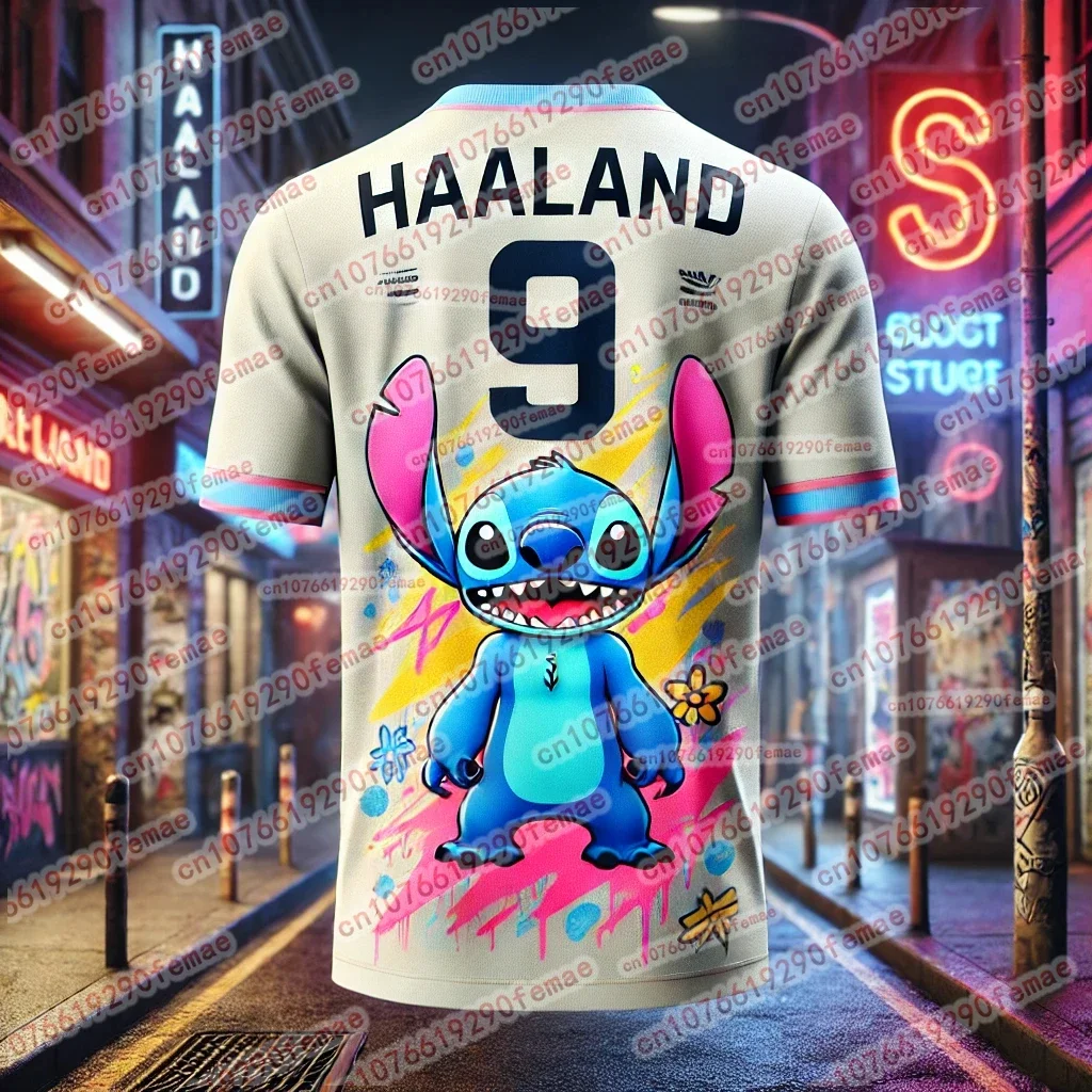 

Футболки с героями мультфильмов Stitch & Haaland для мальчиков и девочек, летние и наряды для родителей и детей, удобные и модные толстовки