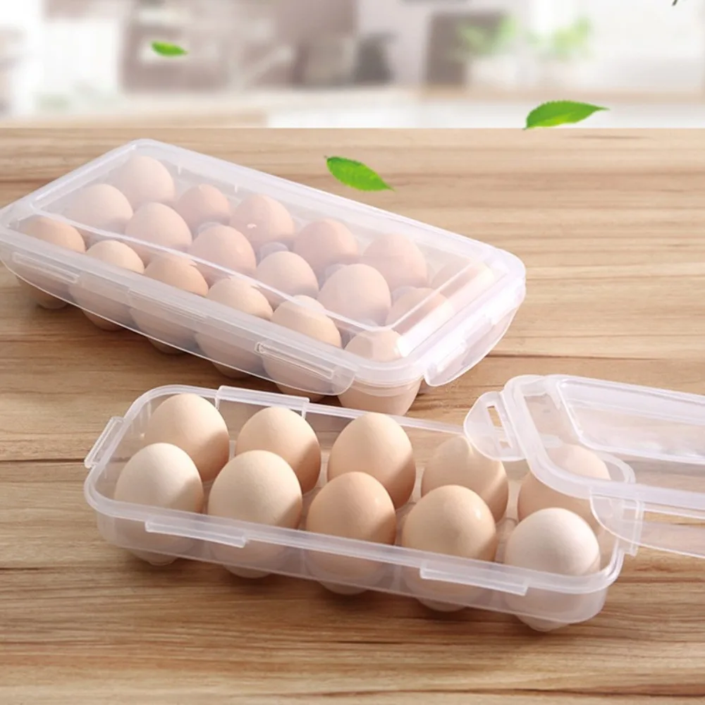 10/18 Grid Egg Storage Box Portable Fresh Preservation Transparent Fridge Egg Organizer with Lid Egg Tray Kitchen