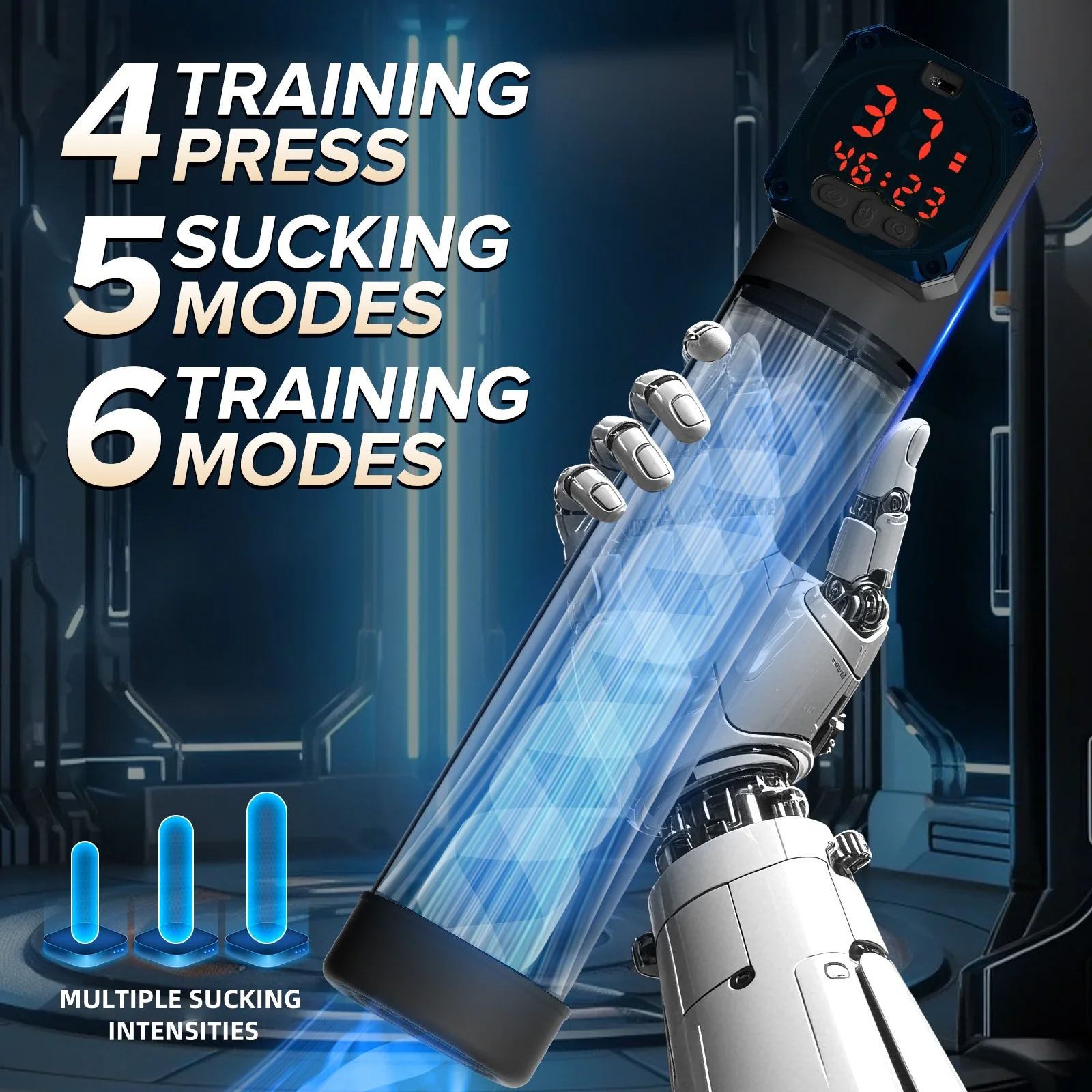 قابلة للشحن الكبار لعبة الرجال مضخة القضيب الكهربائية التلقائي فراغ شفط مكبر للصوت مع 5 شفط 6 وضع التدريب شاشة ديجيتال #2