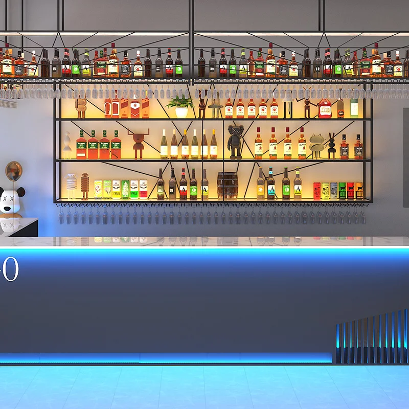 

Wall Mounted Nordic Display Cabinet Shelf Wine Restaurant Storage Alcohol Cabinet Tall Liquor Mueble Para Vinos Bar Furniture