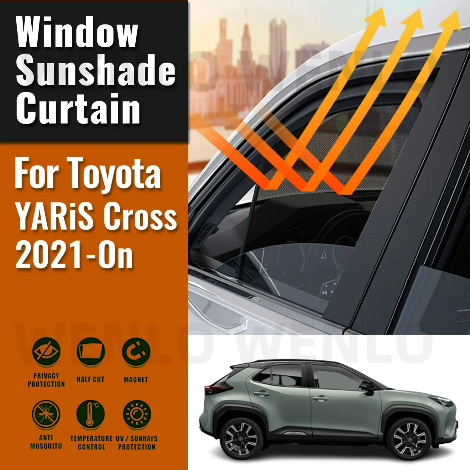 Do Toyota YARiS Cross 2021 2022 2023 2024 Samochodowa osłona przeciwsłoneczna Magnetyczna przednia tylna szyba Kurtyna boczna Osłona przeciwsłoneczna szyby bocznej