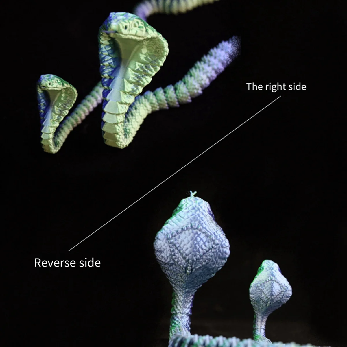 3D Printed Cobra,3D Printed Articulated Cobra, Posable Flexible Cobra Toys C