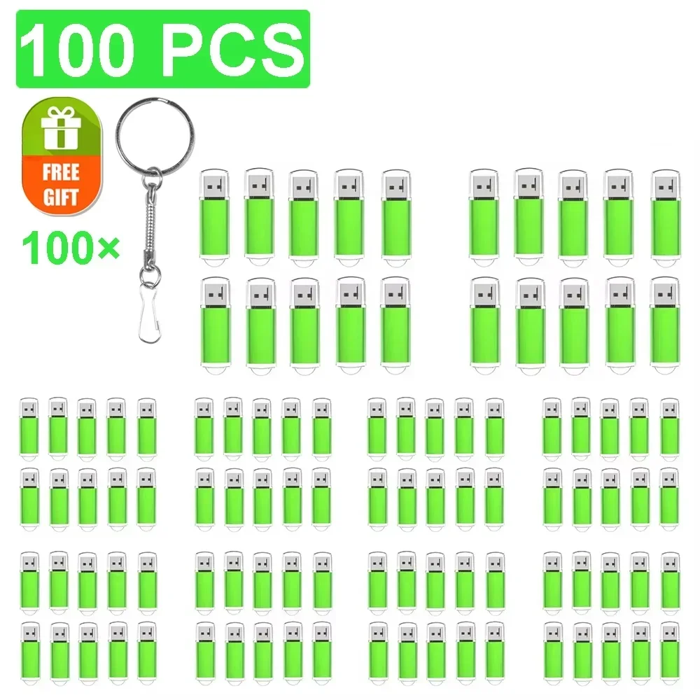 100pcs/lot Mini Metal USB Flash Drive 128GB 100% Real Capacity Pen Drive 64GB Free Key Chain Memory Stick 32GB Business Gift