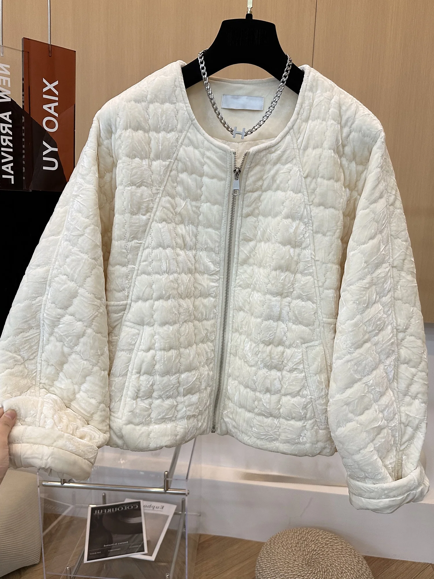 

Korean Design Simple Pure Color Velvet Cotton Jaet Men Women Autumn Winter Faion Loose Slimming Trendy Cotton Coat