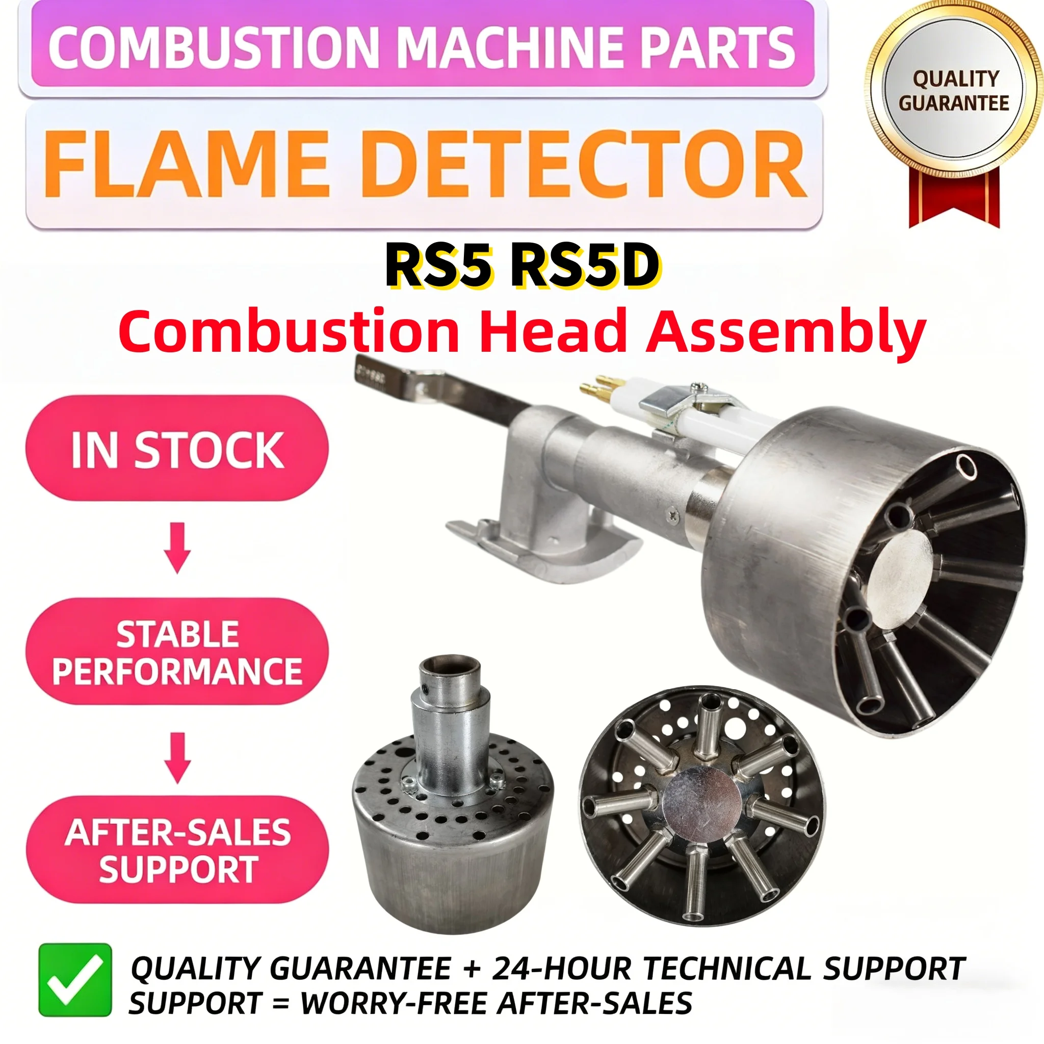 Industrial BS4 Burner Parts RS5 RS5D Combustion Head Assembly Burner Tube Ignition Electrode Ion Probe for Heating System, Same
