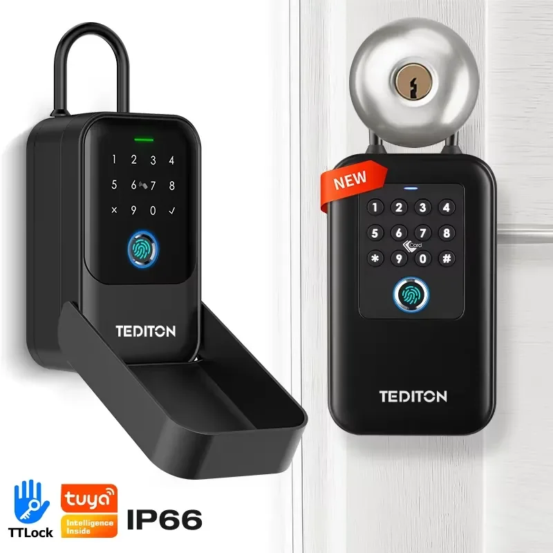 2026 Tediton Waterproof IP66 Ttlock Smart Key Storage Boxes Finger Print Code Lockbox Entry Safe Key Box Lock Box for House